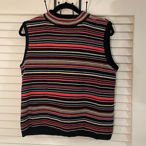 St John Sport Multicolored Striped Too Zipper Sweater Sleeveless Top